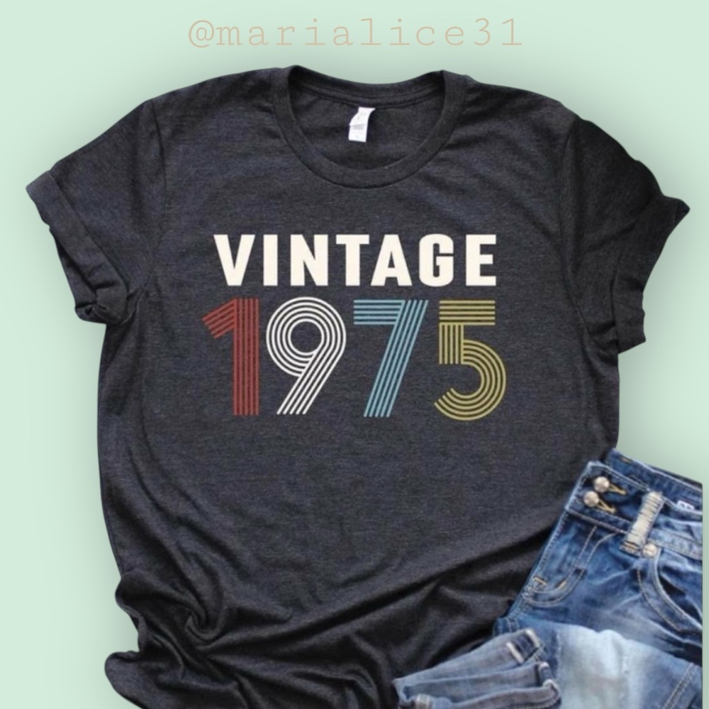 NEW “Vintage 1975” T-shirt. Dark grey. Never worn. - Picture 3 of 3
